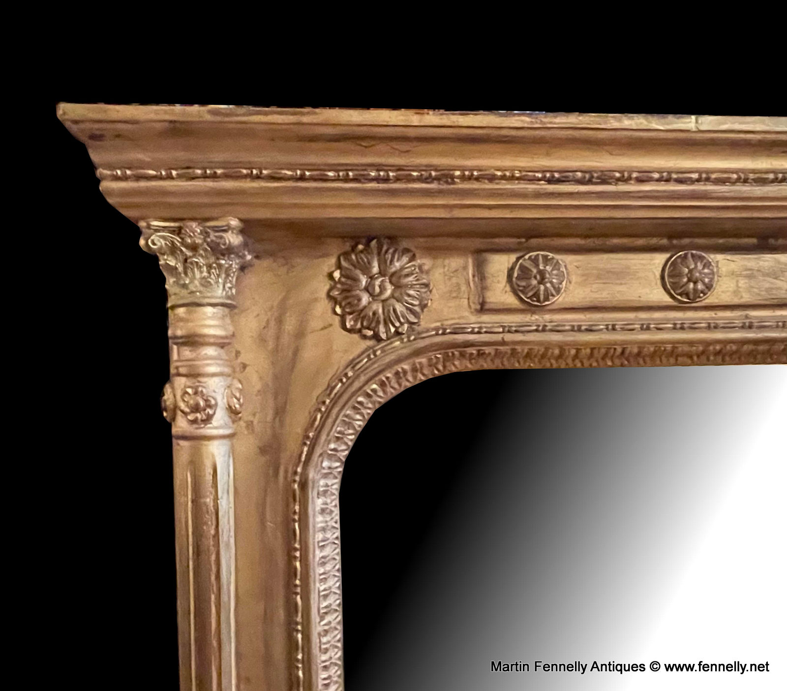 400 Continental Giltwood and Gesso Large Overmantle Mirror - Image 2