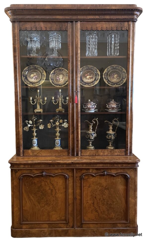 383 Irish Walnut Bookcase - 19th Century - Strahan of Dublin