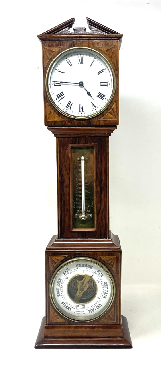 927 Sold Superb Miniature Rosewood Boxwood Longcase Clock late 19thCt
