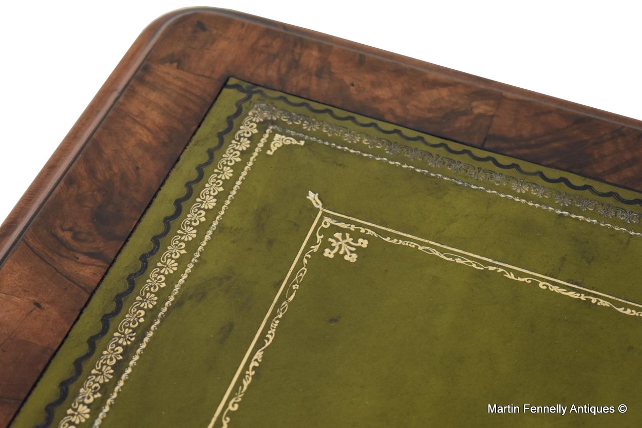 344 Sold Superb Burl Walnut Early Victorian Twin Pedestal Desk 19thCt - Image 4