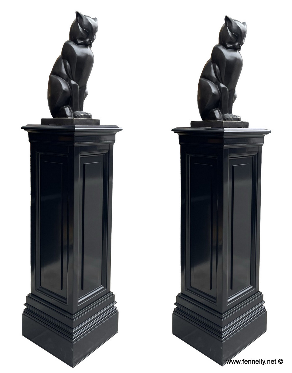 778 Large Pair Bronze Cats - Art Deco -on Plinths - Image 2