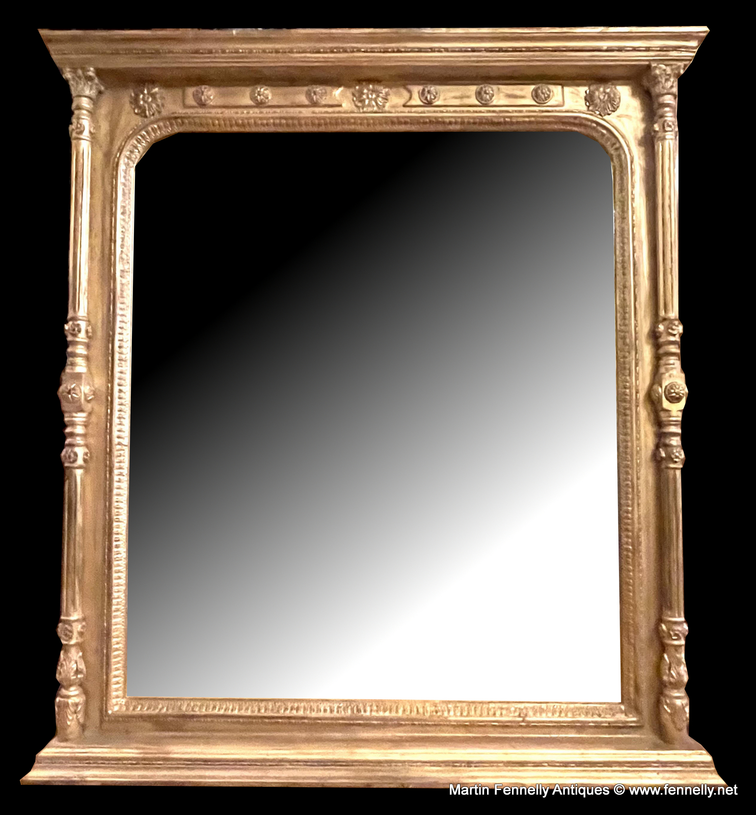 400 Continental Giltwood and Gesso Large Overmantle Mirror