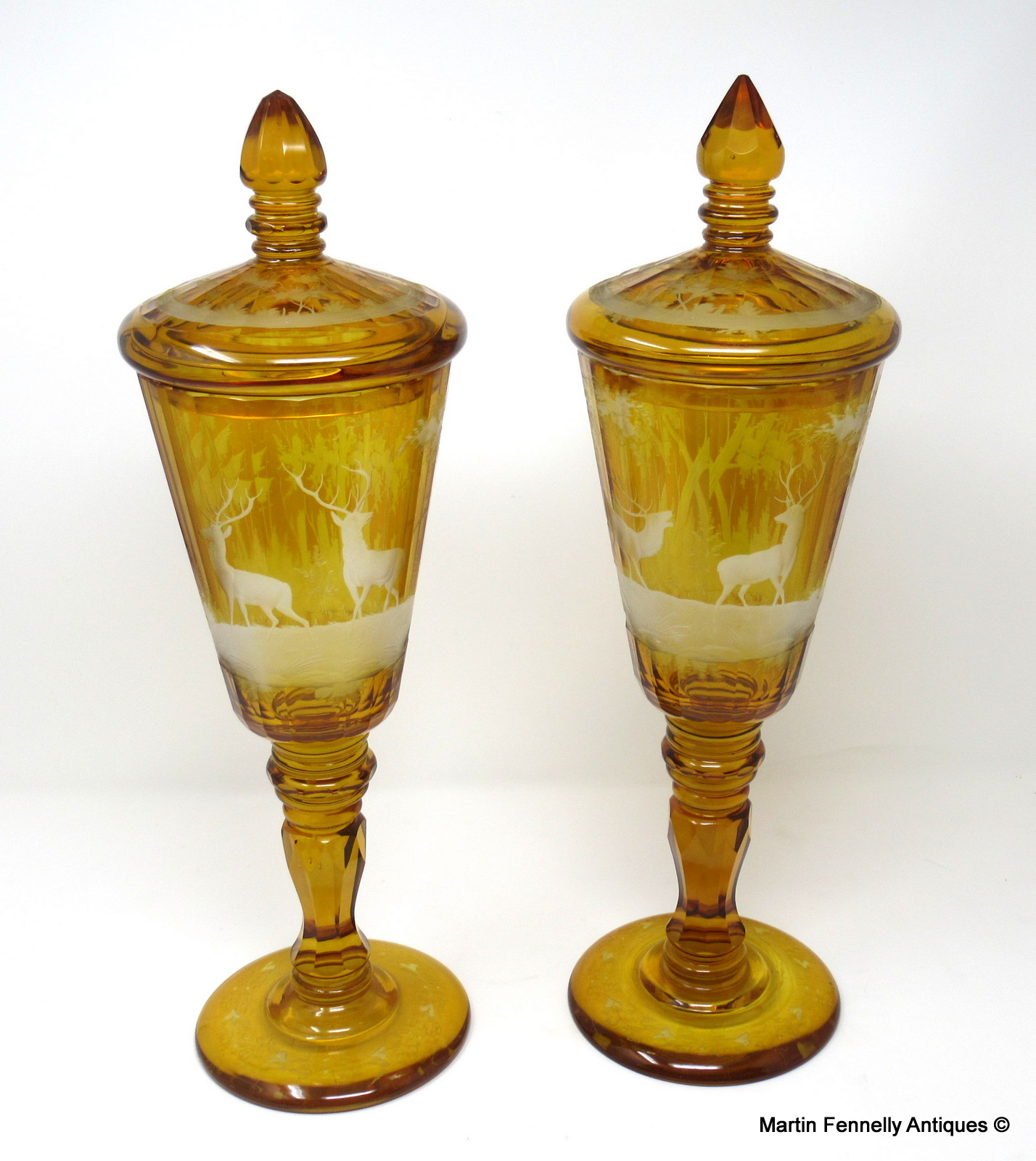775 Sold Superb Pair of Bohemian Czech lidded Goblets - Circa 1850 - Image 3