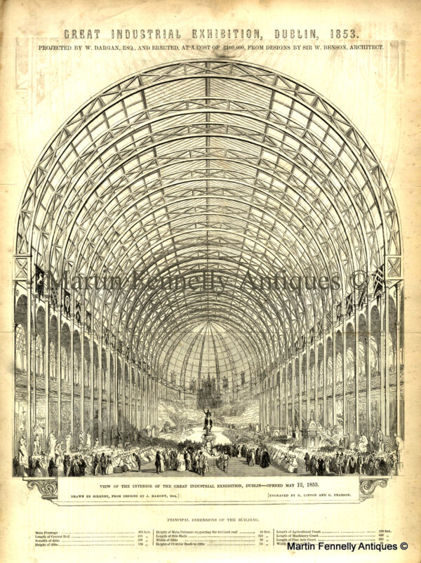 868 Wonderful Framed Print of  The Exhibition Hall Leinster House 1853