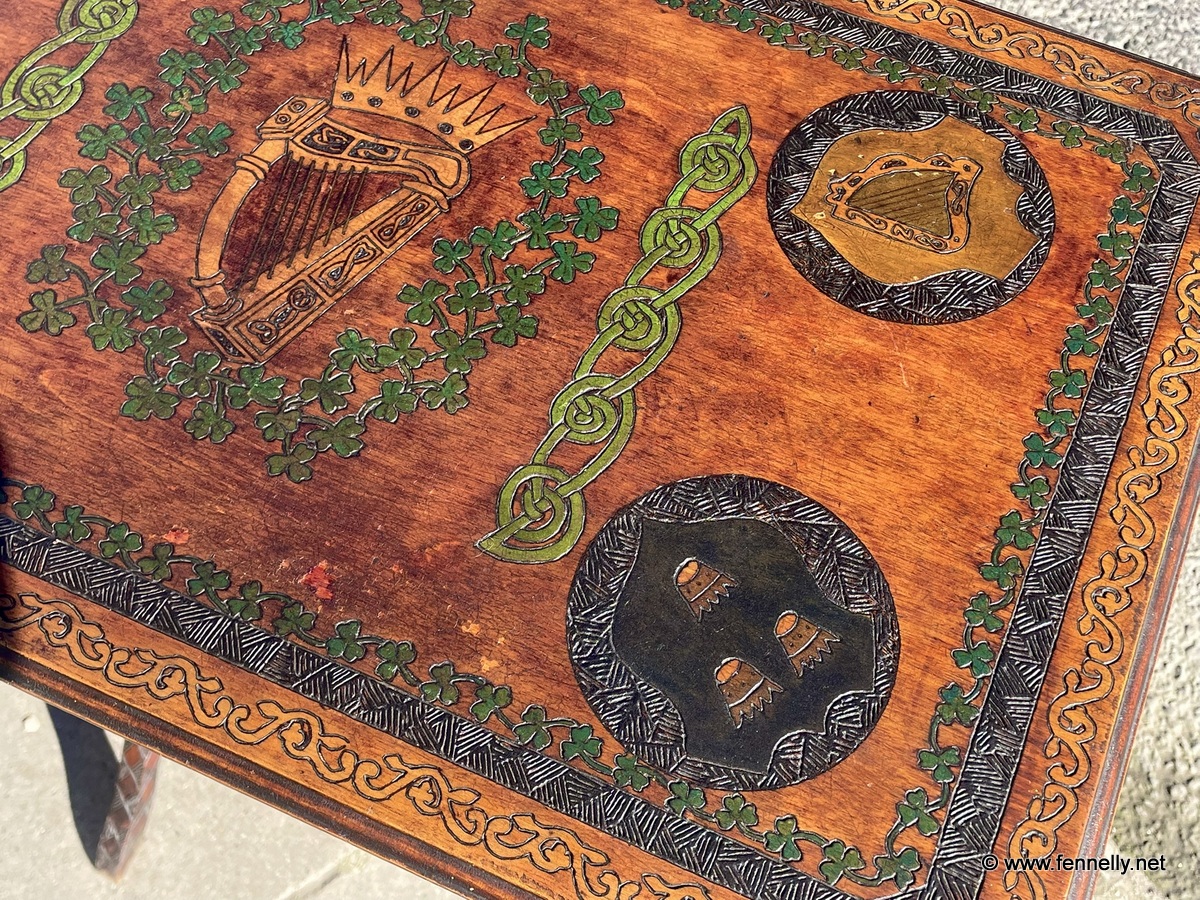 855 Superb and Rare Killarney Edwardian Irish Table - Carved Oak - Image 3