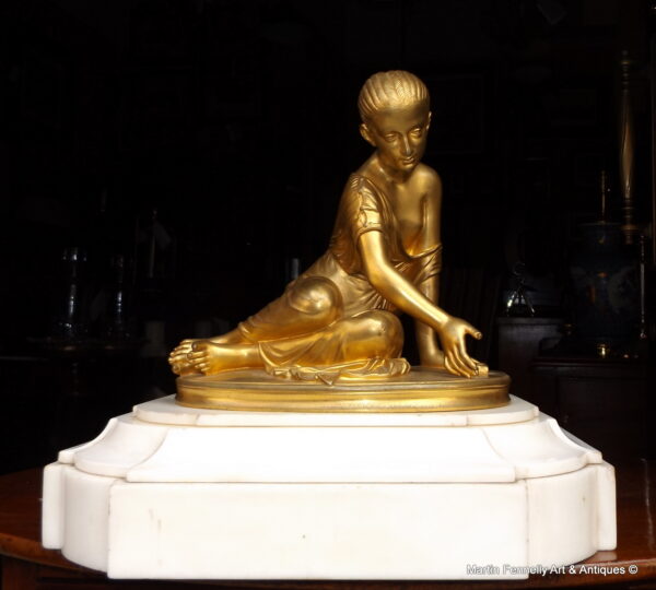 742 Sold Superb 19th Century Gilt Bronze on Marble - Girl Playing Knucklebones