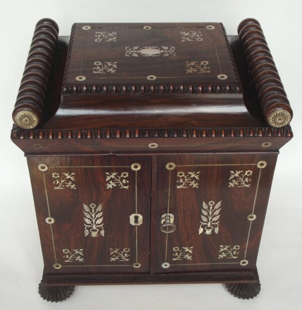 251 Sold Regency Rosewood Mother of Pearl Jewellery Casket 19th Ct