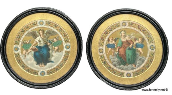 691 Pair of chromolithographs - Poetry and Theology - Cesari Mariannecci