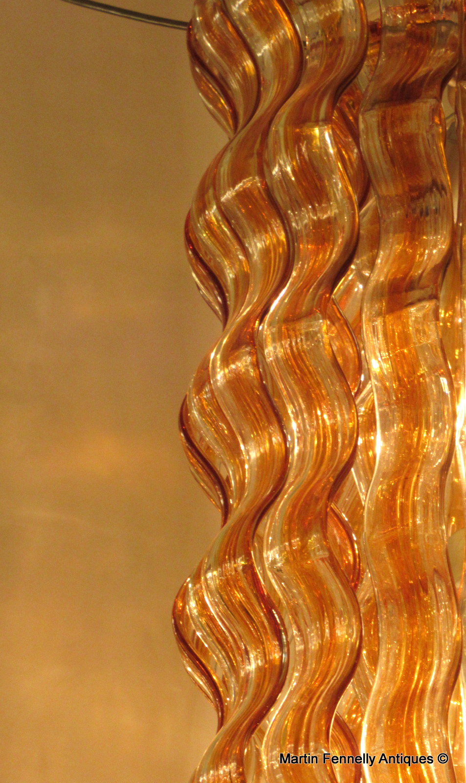 M060 Sold Rare Mazzega - Wave Chandelier - Italian - Amber Murano Crystal - Image 6