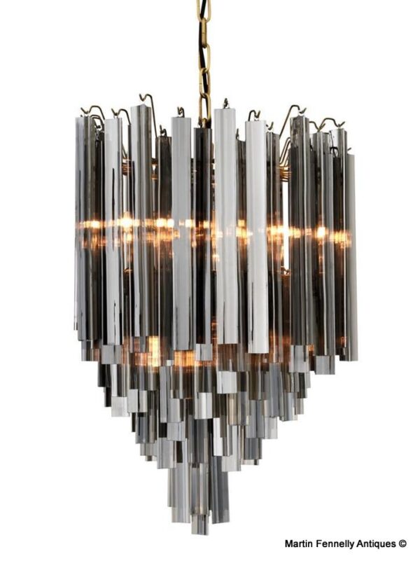 M091 Exquisite faceted Smoked glass Chandelier - Mid Century Style