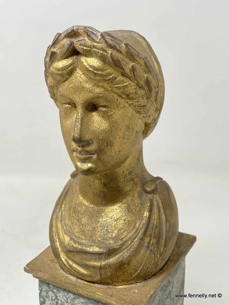 016 Pair Classical Carved Gilt Wood Busts - Italian Circa 1760 - Image 5