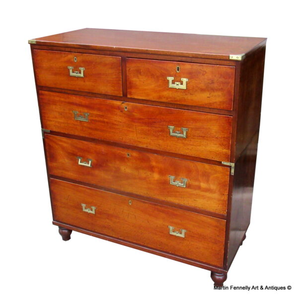 312 Sold Victorian Campaign Chest - Mahogany - Circa 1860