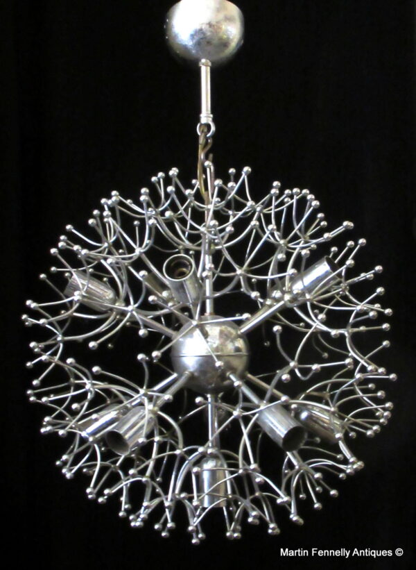 M026 Sold Rare Austrian Emil Stejnar Nickel Sputniq Satrburst Chandelier Circa 1960