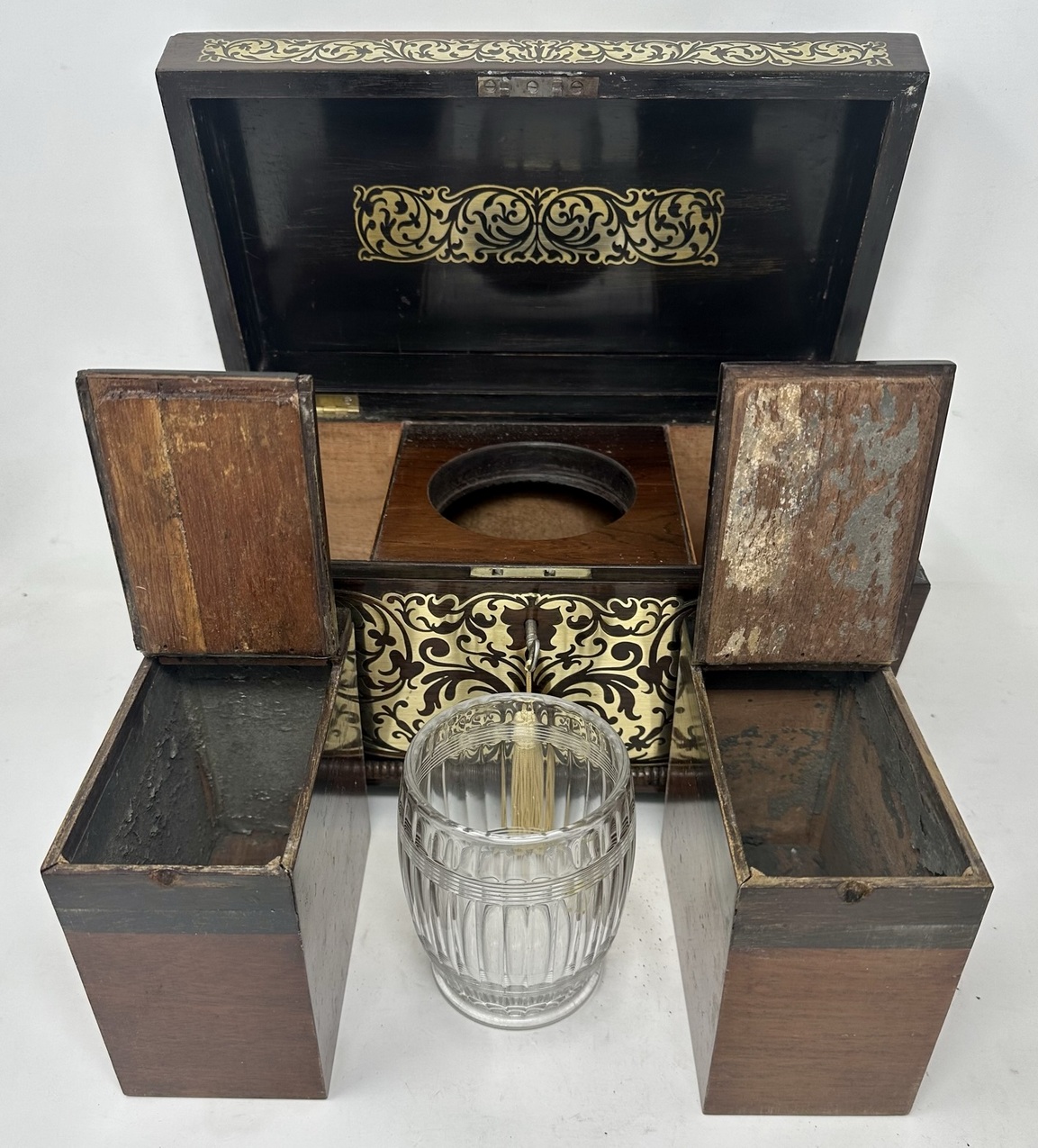 886 Sold Antique Brass Inlaid Rosewood English Tea Caddy Box Regency Gillows Lancaster - Image 6