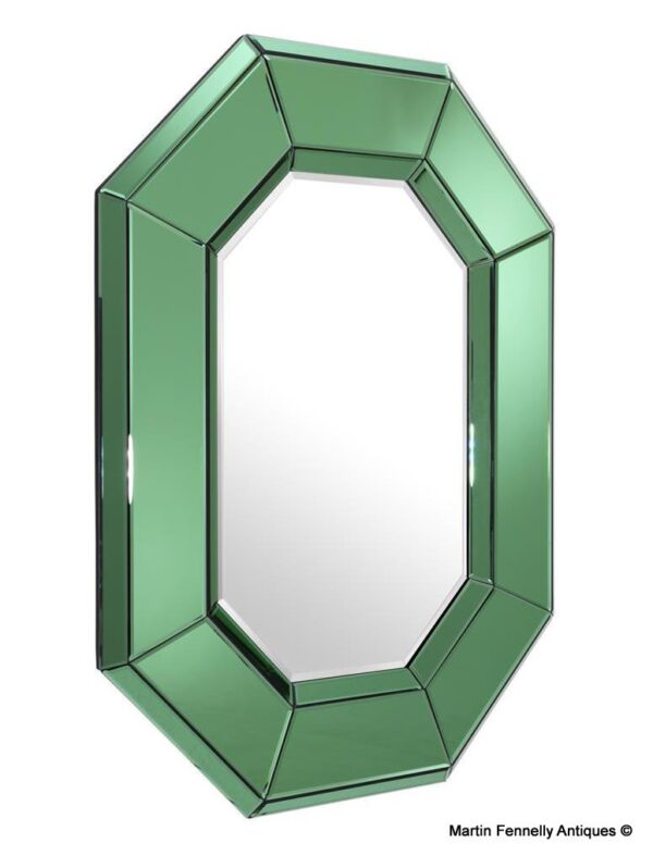 M029 1950's Inspired Green Mirror - Mid Century Geometric Design