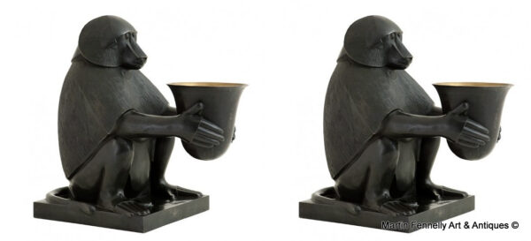 690 Sold Pair Bronze Deco Designed Table Lamps by Eichholtz - Art Deco Monkey