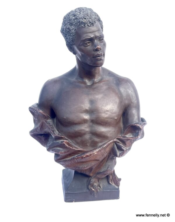 519 Sold Male Nubian Ceramic Bust - Frederick Goldscheider - 19th Century