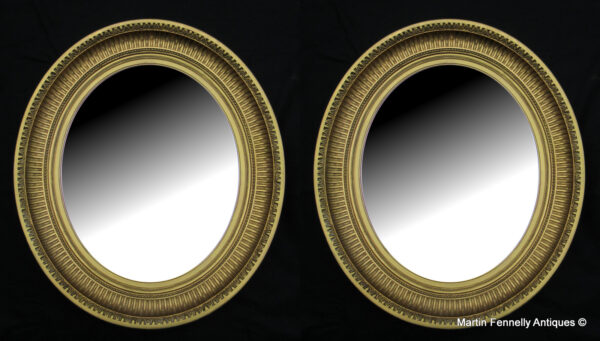 791 Sold Pair Antique French Oval Gilt Mirrors Circa 1920