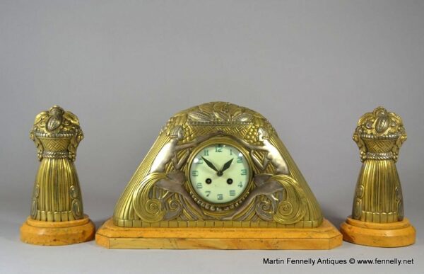 990 Superb French Art Deco Clock and Garniture - Circa 1920 - Paris