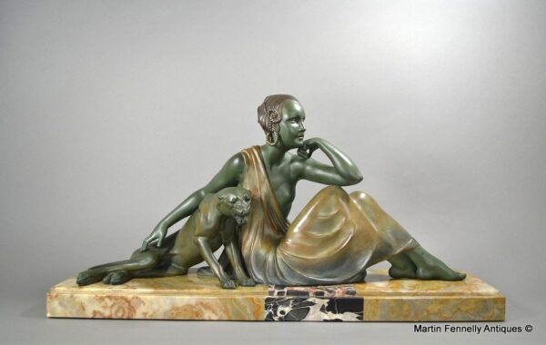 355 Sold Lady with Panther - French Art Deco -Armand Godard - Circa 1930