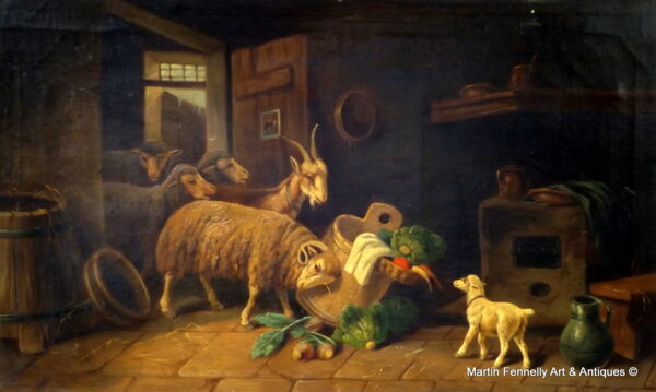 769 Farm Scene - Edgar Hunt School - Circa 1900 - Framed