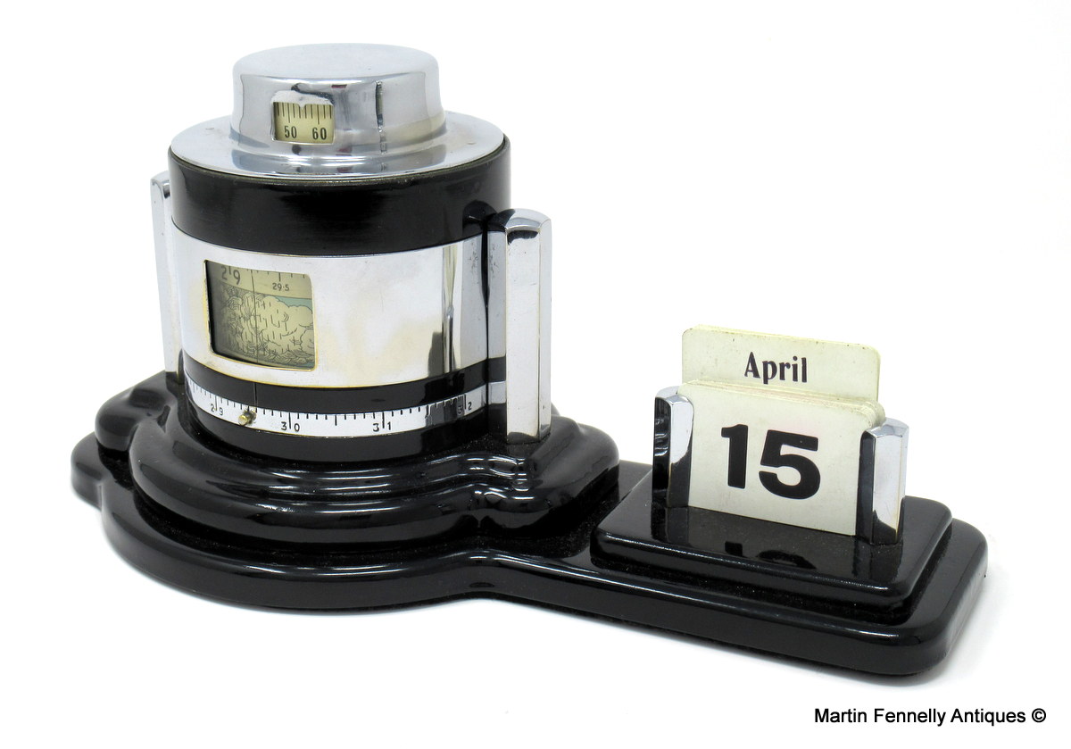 248 Sold Rare Art Deco Barometer-Desk Set Circa 1948 - Field Aircraft Instuments Ltd