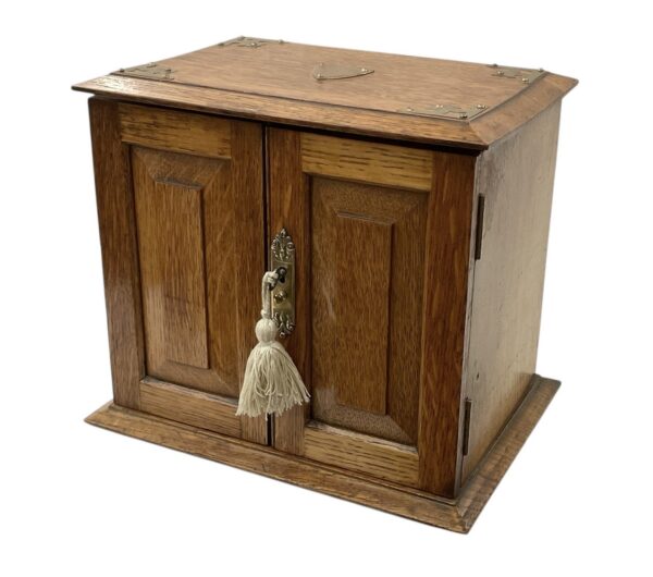 039 Edwardian Desk Cabinet – Circa 1900 – Oak and Brass – Lovely Condition