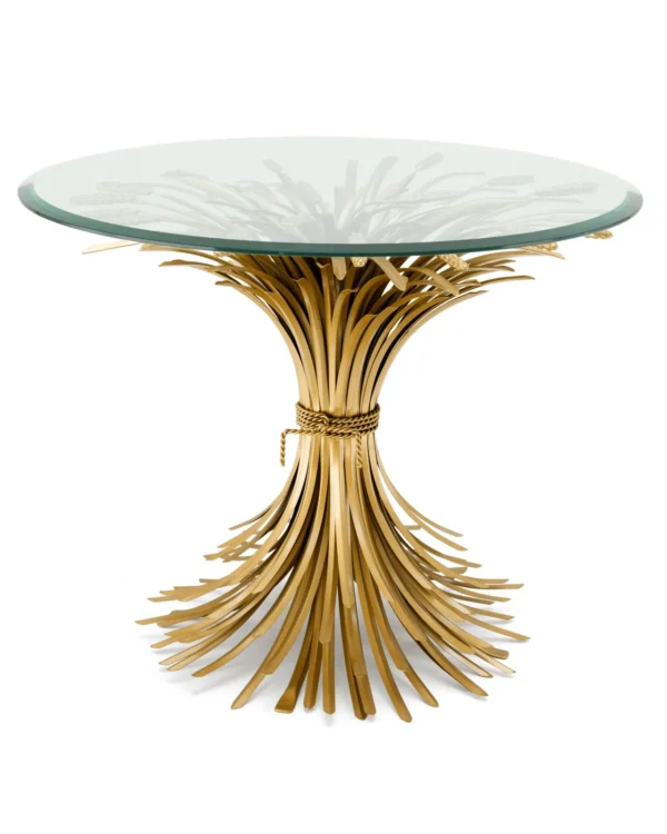 774 The Sheaf of Wheat Table - After Coco Chanel - Gilded Metal and Glass