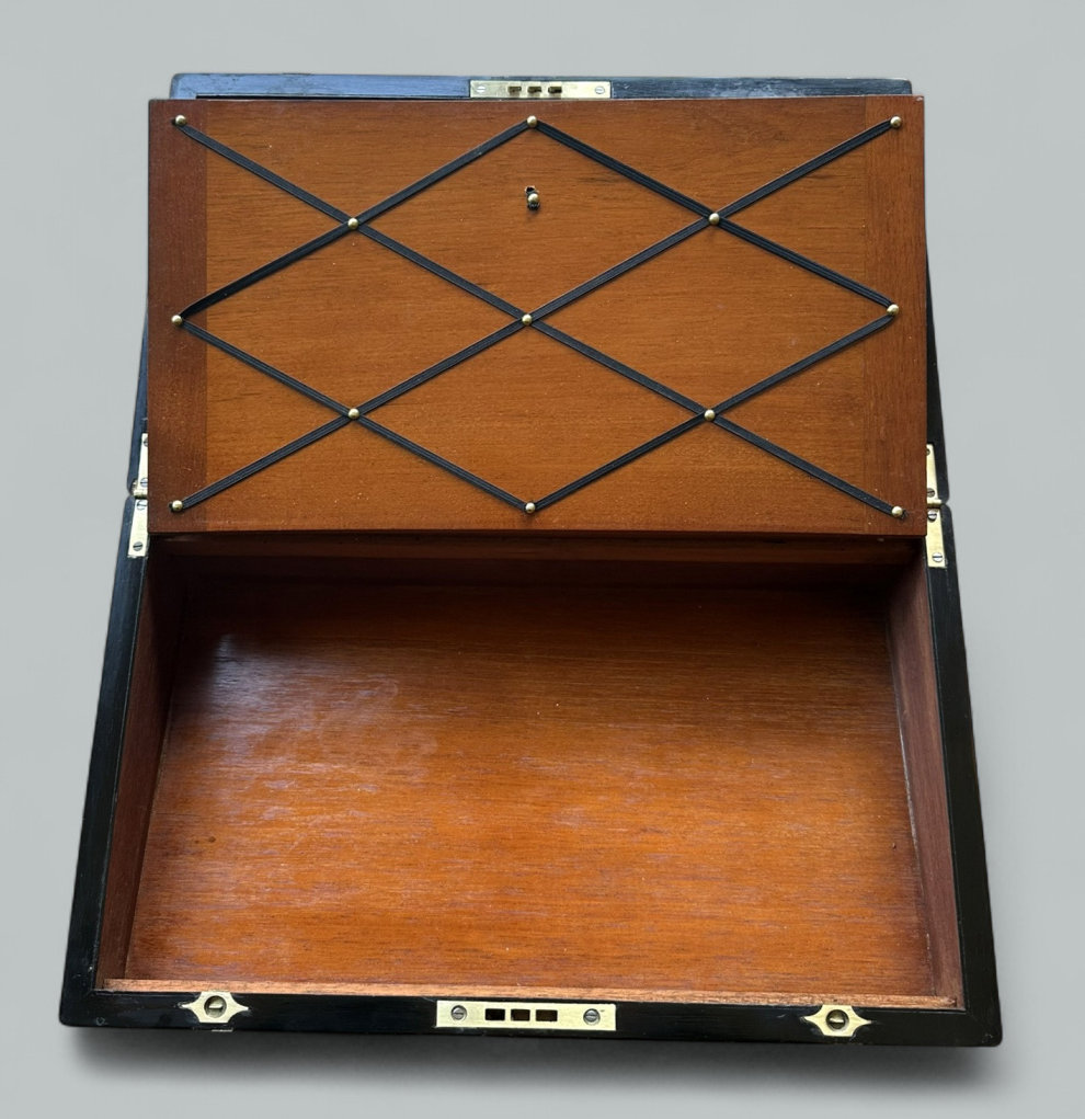 349 Sold Antique Regency Brass Bound Coromandel Traveling Desk Wooden Writing Slope Box - Image 7