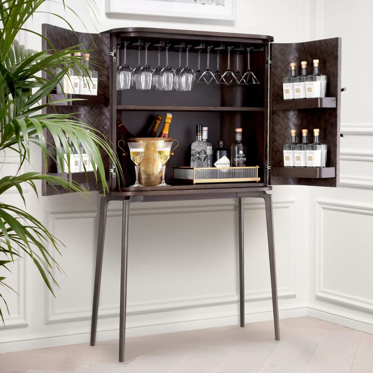 M088 Nilsson Drinks Cabinet - Woven Oak and Bronze - Image 2