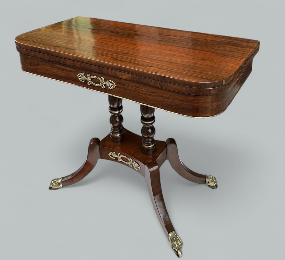 612 Sold Antique English Regency Mahogany Fold-Over Games Card Tea Side Table 19Ct - Image 2