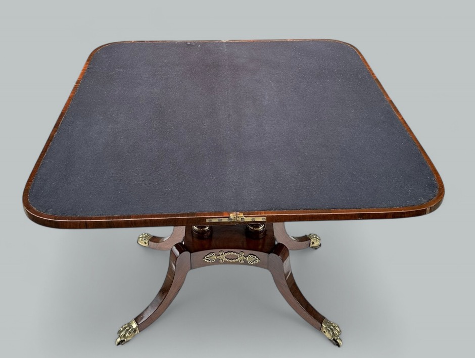 612 Sold Antique English Regency Mahogany Fold-Over Games Card Tea Side Table 19Ct - Image 3