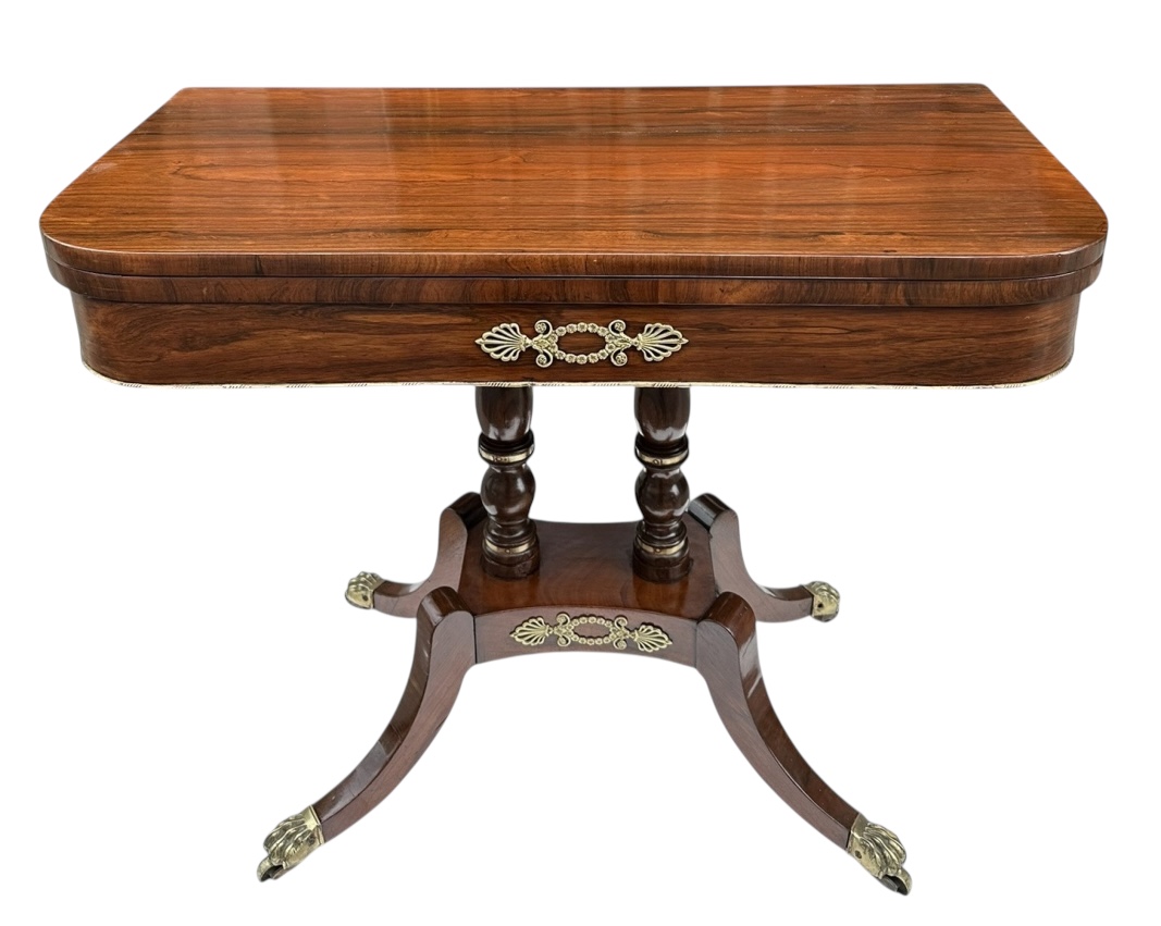 612 Sold Antique English Regency Mahogany Fold-Over Games Card Tea Side Table 19Ct
