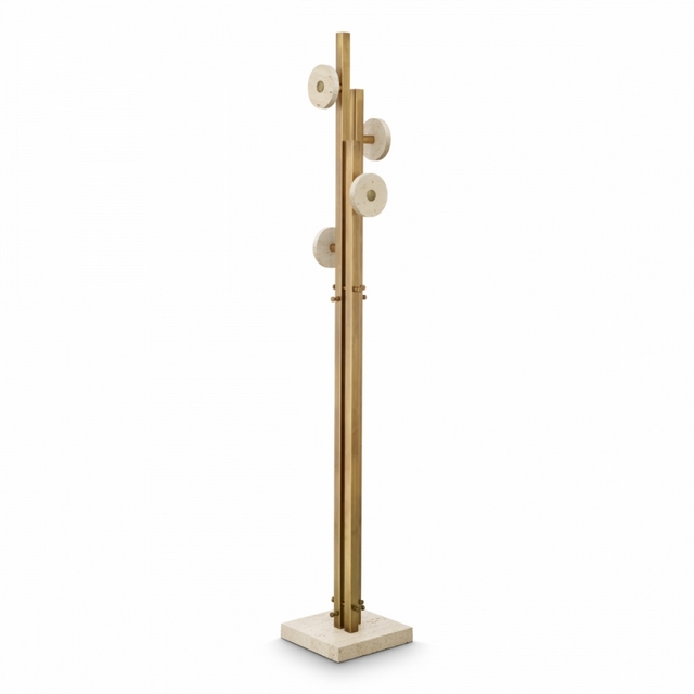 M049 Amadora Coat Rack - Travertine and Vintage Brass - Image 6