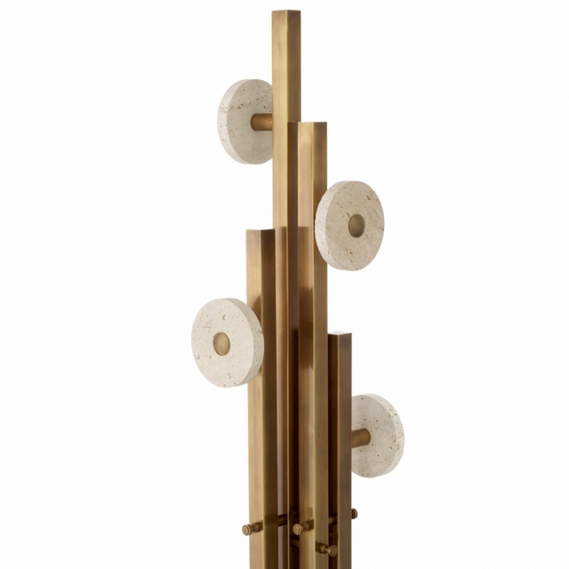 M049 Amadora Coat Rack - Travertine and Vintage Brass - Image 2