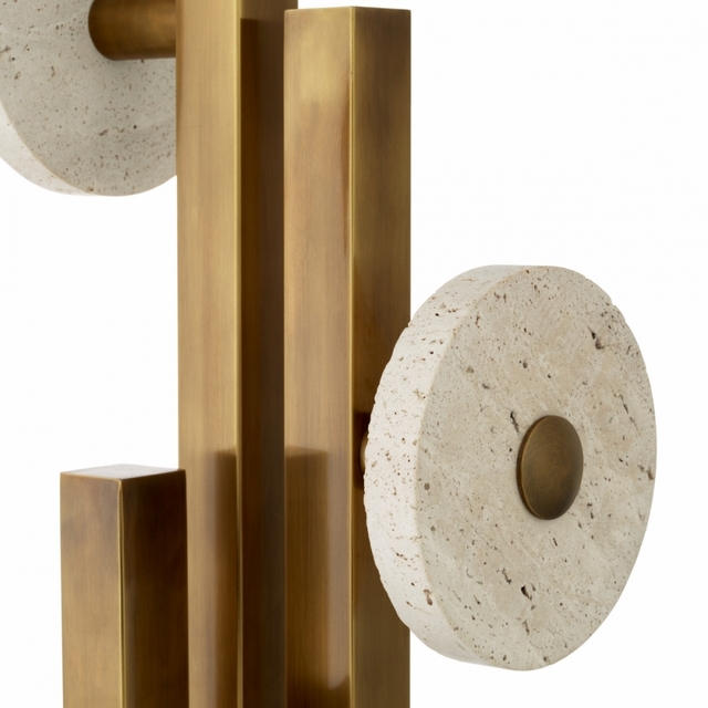 M049 Amadora Coat Rack - Travertine and Vintage Brass - Image 3