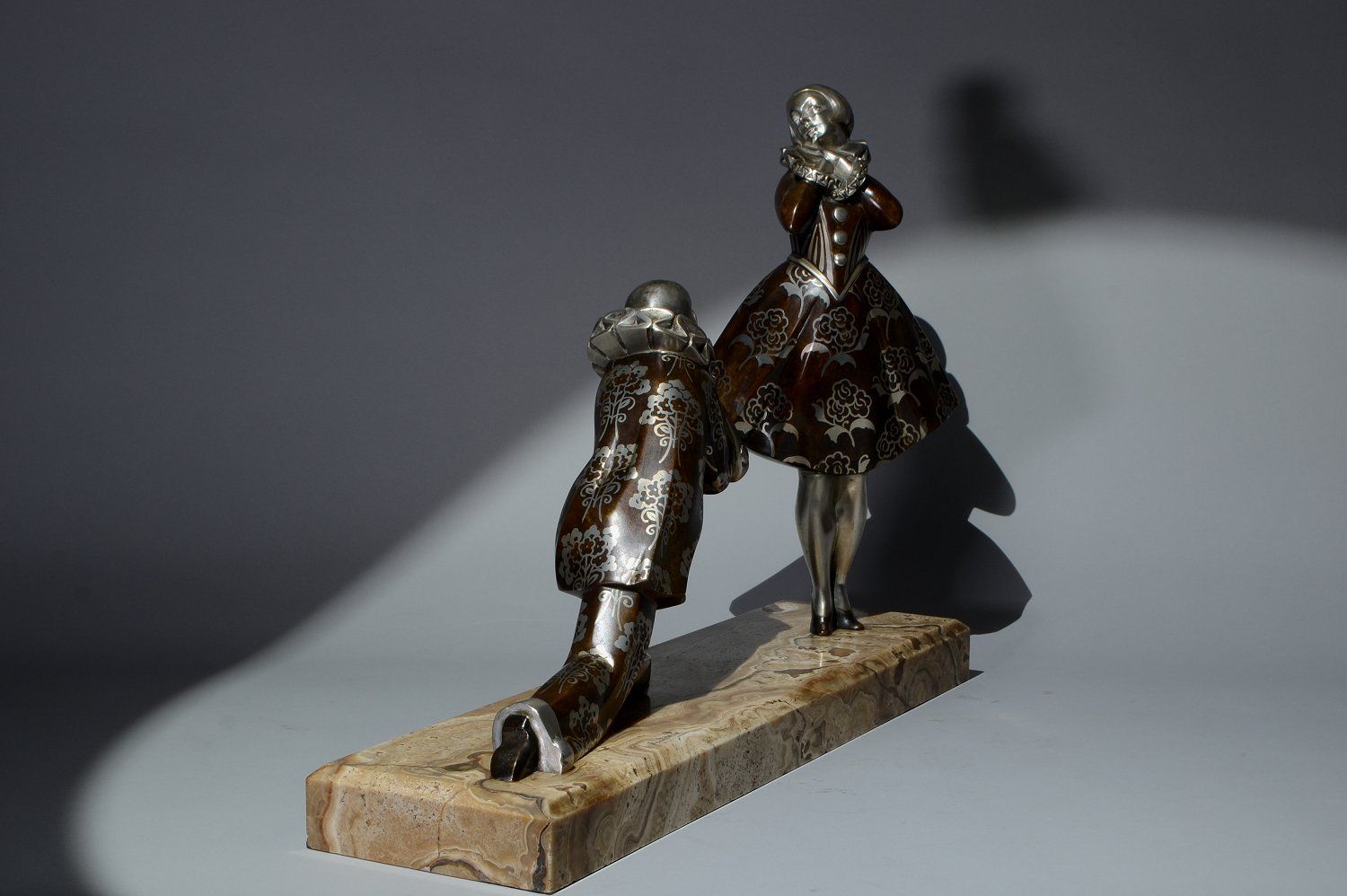 602 Louis Fontinelle (1886-1954) 'Pierro and Columbine' Original Art Deco Bronze - Image 6