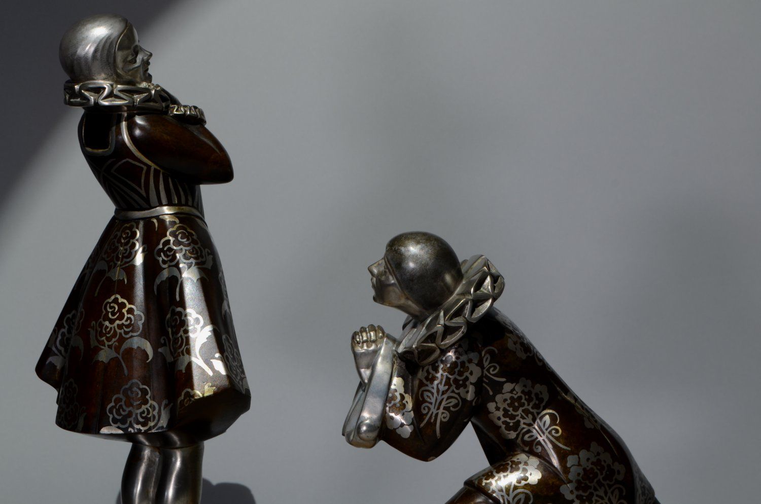 602 Louis Fontinelle (1886-1954) 'Pierro and Columbine' Original Art Deco Bronze - Image 7