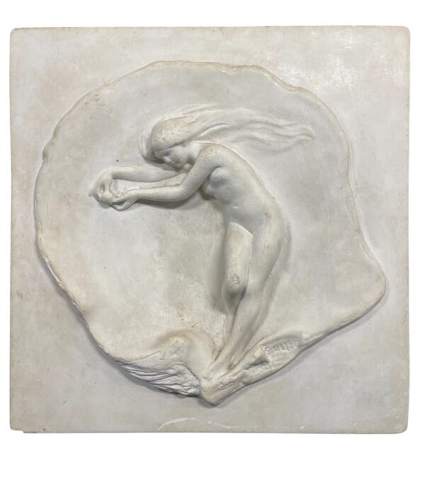 841 Edwardian Ceramic by Emmeline Halse Wall Plaque - Signed and Dated