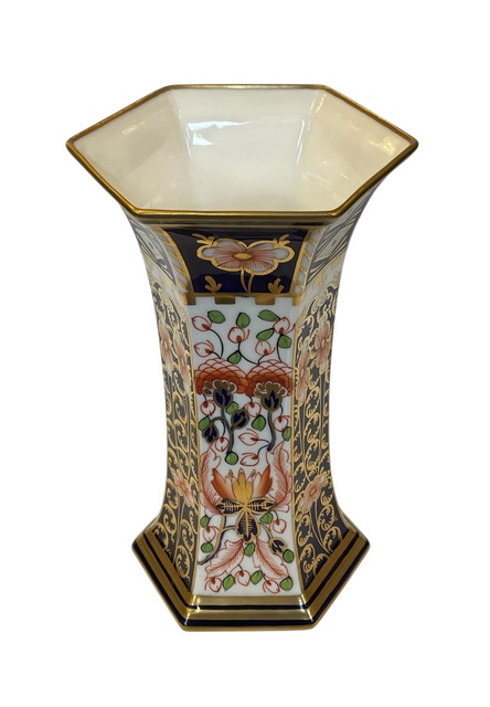 048 Antique Royal Crown Derby 'Imari Witches' Pattern 6299 Hexagonal Vase Circa 1909 - Image 2
