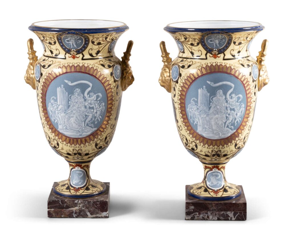111 Pair of English Pâte sur Pâte Vases - Minton - Sevres
