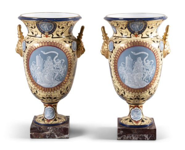 111 Pair of English Pâte sur Pâte Vases - Minton - Sevres