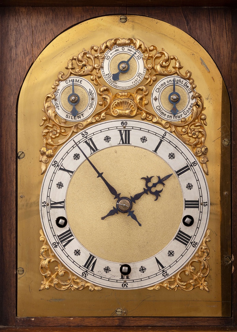 263 Stunning and Large Walnut Cased Mantel Clock Circa 1890 - Image 4