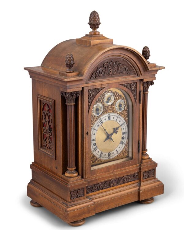 263 Stunning and Large Walnut Cased Mantel Clock Circa 1890
