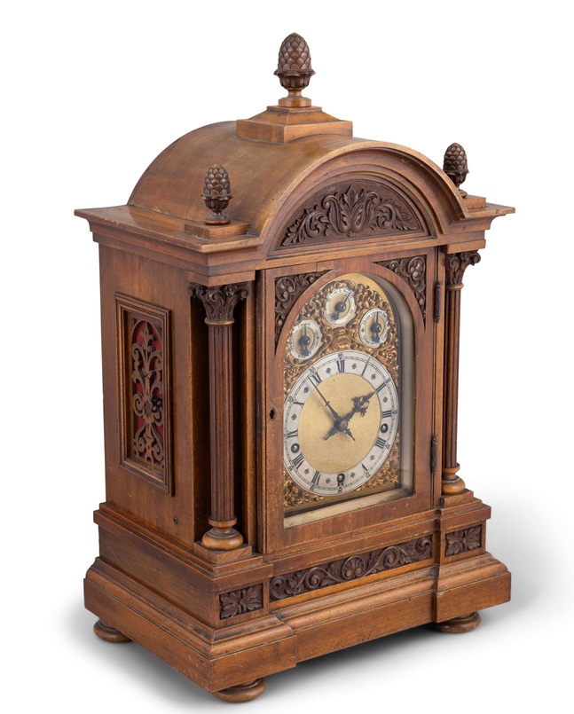 263 Stunning and Large Walnut Cased Mantel Clock Circa 1890