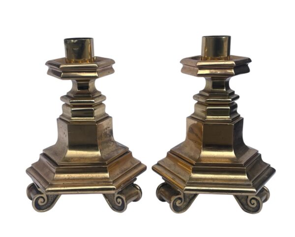 259 Pair of heavy Alter Brass Candlesticks - Circa 1900