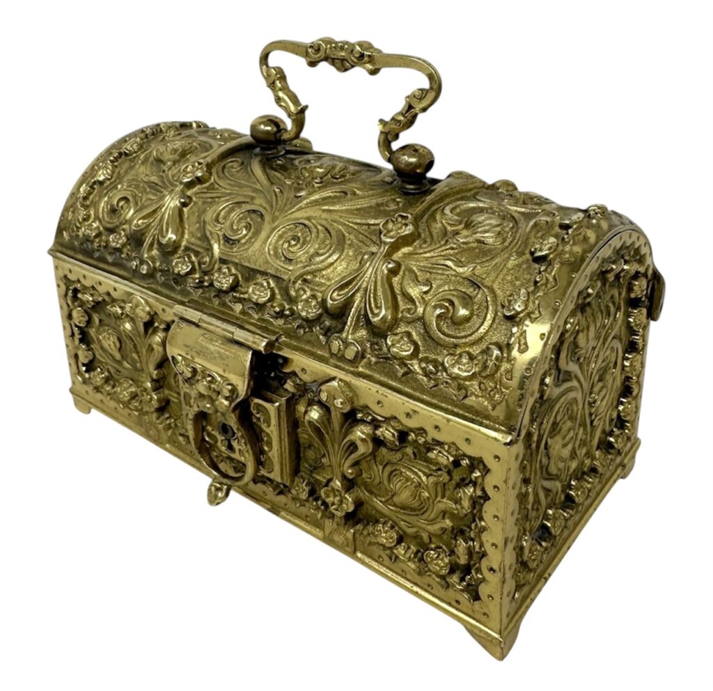 772 Antique Vintage Ladys Ormolu Bronze Dore German Jewelery Box Casket Art Nouveau