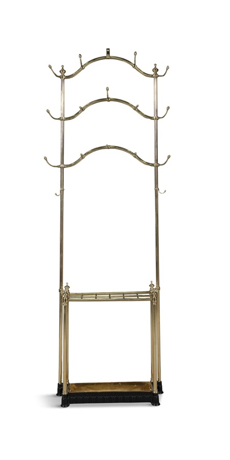 929 Edwardian Polished Brass Tall Hat & Coat Stand, Circa 1896 - Image 2