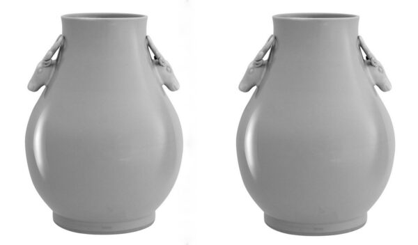 M042 Pair Large Harford Vases - Deer Themed - Elegant - Porcelain
