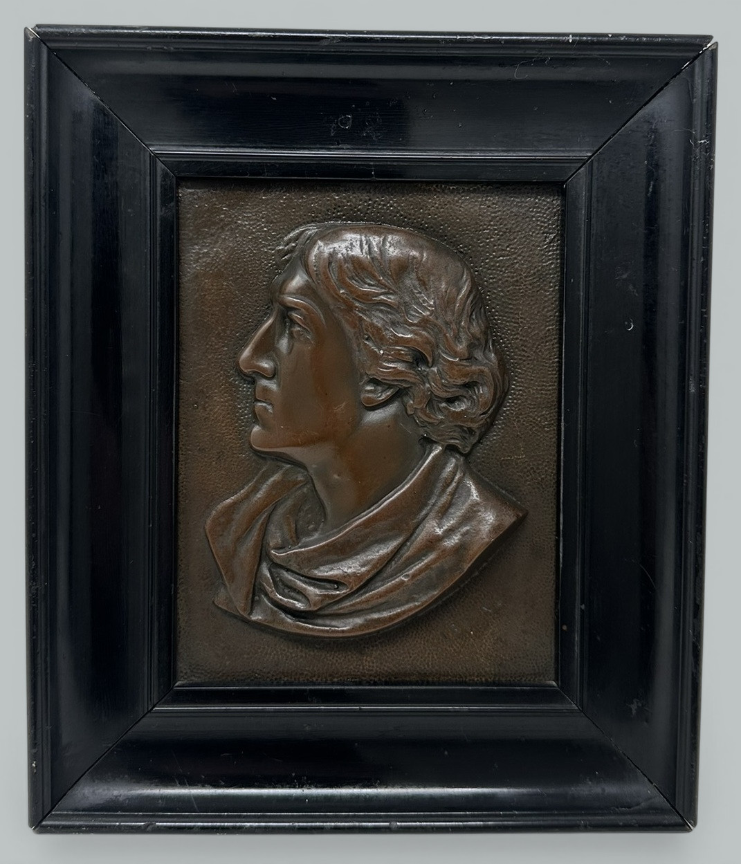 596 Antique Bronze Ebony Framed Plaque Portrait of Actor Sir Henry Irving 1838-1905 - Image 2
